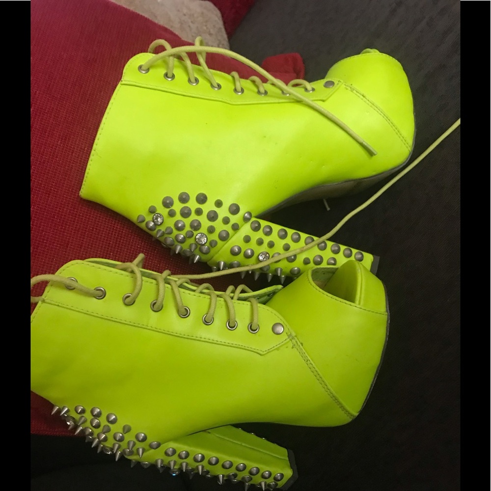 Neon Green Spiked Heels